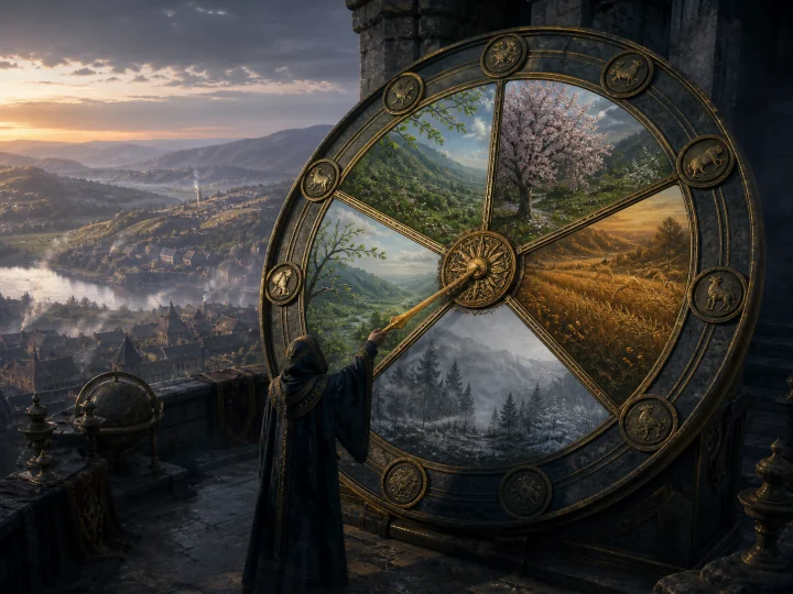 Una sala astronomica rappresenta simbolicamente i cicli e le stagioni di Alseran.