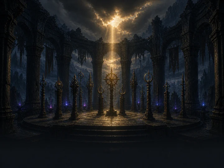 Un santuario di Alseran illuminato da luce votiva.